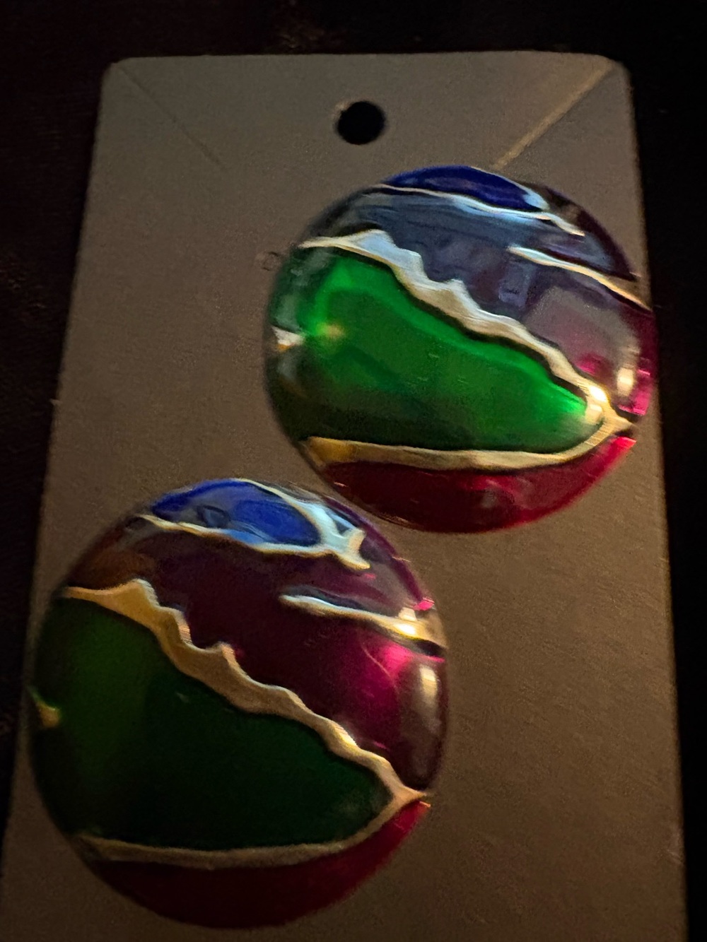 Hand-Painted Multicolor Enamel Accent Buttons - Green & Blue